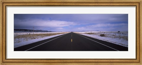 Framed Winter highway passing through a landscape, New Mexico, USA Print