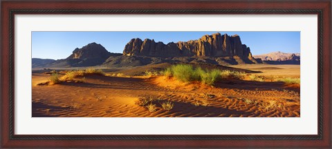 Framed Rock formations in a desert, Jebel Qatar, Wadi Rum, Jordan Print