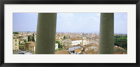 Framed City viewed from the Leaning Tower Of Pisa, Piazza Dei Miracoli, Pisa, Tuscany, Italy Print