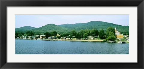 Framed Lake George shore line, New York State, USA Print