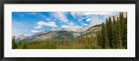Framed Trees with Canadian Rockies in the background, Smith-Dorrien Spray Lakes Trail, Kananaskis Country, Alberta, Canada Print