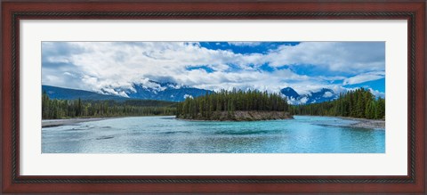 Framed Clouds over mountains, Athabasca River, Icefields Parkway, Jasper National Park, Alberta, Canada Print