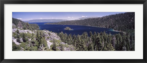 Framed High angle view of a lake with mountains in the background, Lake Tahoe, California, USA Print