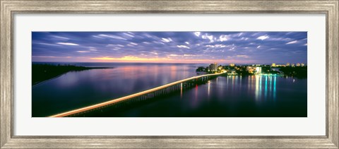 Framed Estero Boulevard at night, Fort Myers Beach, Estero Island, Lee County, Florida, USA Print