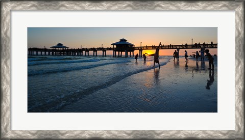 Framed Pier at sunset, Fort Myers Beach, Estero Island, Lee County, Florida, USA Print