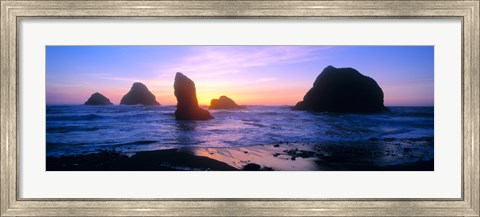 Framed Rock formations in the Pacific Ocean, Oregon Coast, Oregon, USA Print