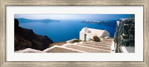 Framed Steps leading to church, Santorini, Cyclades Islands, Greece Print