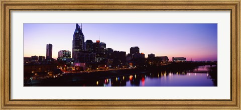 Framed Skylines at dusk along Cumberland River, Nashville, Tennessee, USA 2013 Print