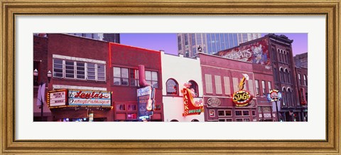 Framed Neon signs on buildings, Nashville, Tennessee Print