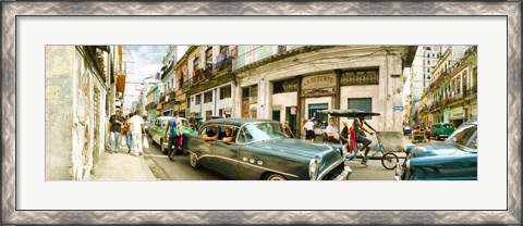 Framed Old cars on a street, Havana, Cuba Print