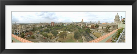 Framed Aerial View of Government buildings in Havana, Cuba Print