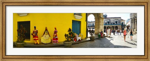 Framed People in Native dress on Plaza De La Catedral, Havana, Cuba Print