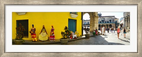 Framed People in Native dress on Plaza De La Catedral, Havana, Cuba Print