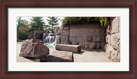 Framed Engraved memorial wall, Franklin Delano Roosevelt Memorial, Washington DC, USA Print