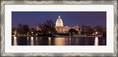 Framed Government building lit up at dusk, Capitol Building, National Mall, Washington DC, USA Print