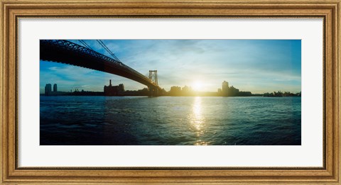 Framed Suspension bridge over a river, Williamsburg Bridge, East River, Lower East Side, Manhattan, New York City, New York State Print