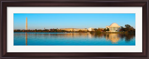 Framed Jefferson Memorial and Washington Monument at dusk, Tidal Basin, Washington DC, USA Print