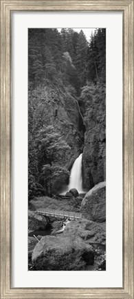 Framed Waterfall in black and white, Columbia River Gorge, Oregon, USA Print