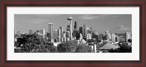 Framed View of city in black and white, Seattle, King County, Washington State, USA 2010 Print