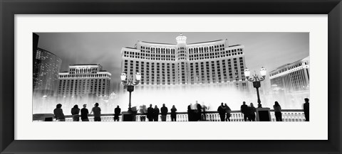 Framed Bellagio Resort And Casino Lit Up At Night, Las Vegas (black &amp; white) Print