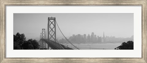 Framed San Francisco Skyline with Bay Bridge (black &amp; white) Print