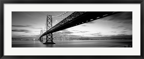Framed Bay Bridge at Twilight (black &amp; white) Print
