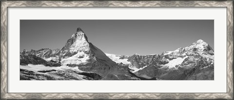 Framed Matterhorn Switzerland in Black and White Print