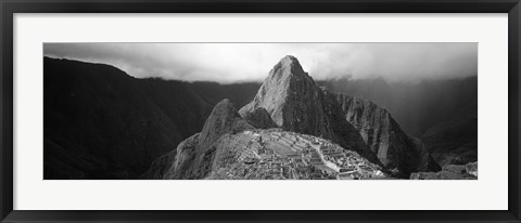 Framed Ruins, Machu Picchu, Peru (black and white) Print