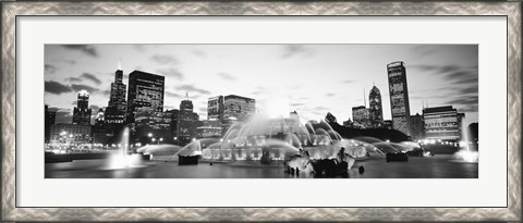 Framed Buckingham Fountain, Grant Park, Chicago, Illinois (black &amp; white) Print