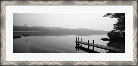 Framed Pier, Pleasant Lake, New Hampshire, USA Print