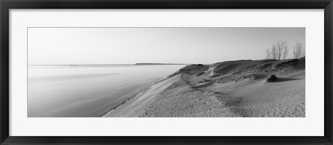 Framed Sand dunes at the lakeside, Sleeping Bear Dunes National Lakeshore, Lake Michigan, Michigan, USA Print