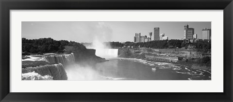 Framed Waterfall with city skyline in the background, Niagara Falls, Ontario, Canada Print