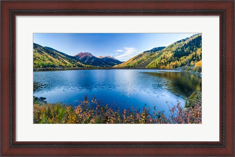 Framed Crystal Lake surrounded by mountains, Ironton Park, Million Dollar Highway, Red Mountain, San Juan Mountains, Colorado, USA Print