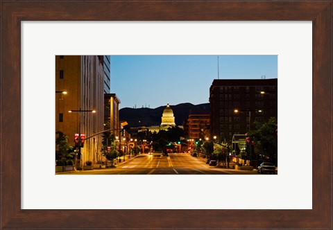 Framed Utah State Capitol Building at Night, Salt Lake City, Utah Print