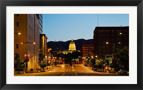 Framed Utah State Capitol Building at Night, Salt Lake City, Utah Print