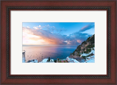 Framed Sunset in Positano, Amalfi Coast, Italy Print