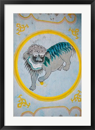 Framed Tiger mural on a temple wall, Mingshan, Fengdu Ghost City, Fengdu, Yangtze River, Chongqing Province, China Print