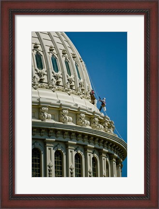 Framed Workers on a government building dome, State Capitol Building, Washington DC, USA Print
