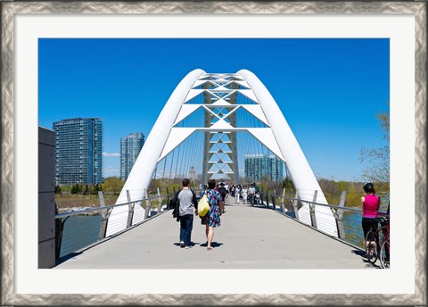 Framed People strolling on Humber Bay Arch Bridge, Toronto, Ontario, Canada Print