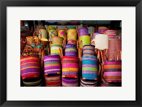 Framed Baskets for sale in a market, Lourmarin, Vaucluse, Provence-Alpes-Cote d&#39;Azur, France Print