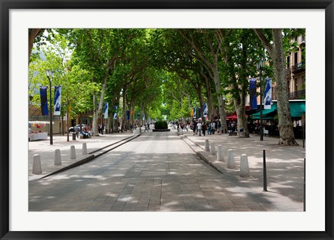 Framed Street scene, Cours Mirabeau, Aix-En-Provence, Bouches-Du-Rhone, Provence-Alpes-Cote d&#39;Azur, France Print