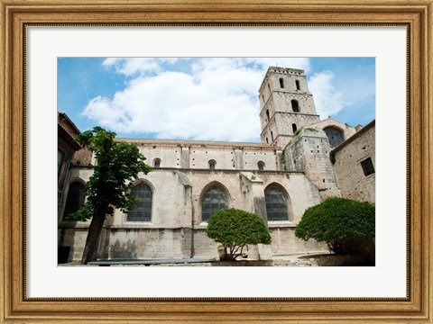 Framed Low angle view of a bell tower, Church Of St. Trophime, Arles, Bouches-Du-Rhone, Provence-Alpes-Cote d&#39;Azur, France Print