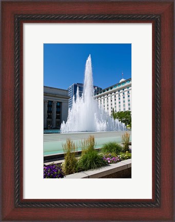 Framed Fountain at the Temple Square, Salt Lake City, Utah, USA Print