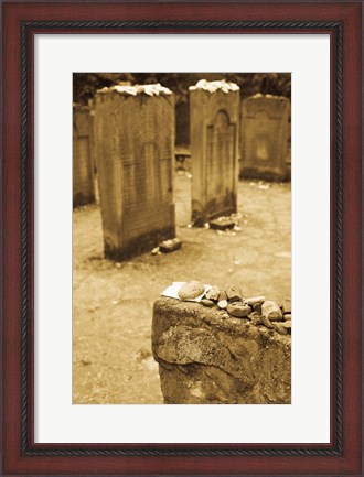 Framed Gravestone at Old Jewish Cemetery, Frankfurt, Hesse, Germany Print