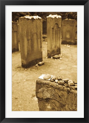 Framed Gravestone at Old Jewish Cemetery, Frankfurt, Hesse, Germany Print