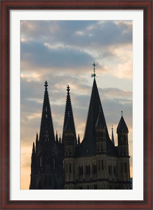 Framed Great Saint Martin Church and Cologne Cathedral, North Rhine Westphalia, Germany Print