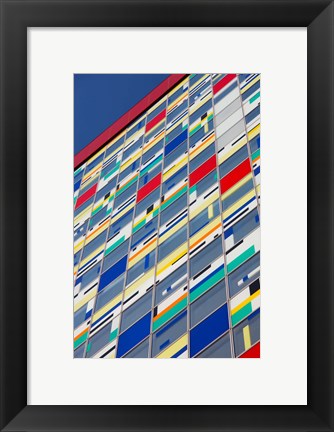 Framed Low angle view of Colorium building, Medienhafen, Dusseldorf, North Rhine Westphalia, Germany Print