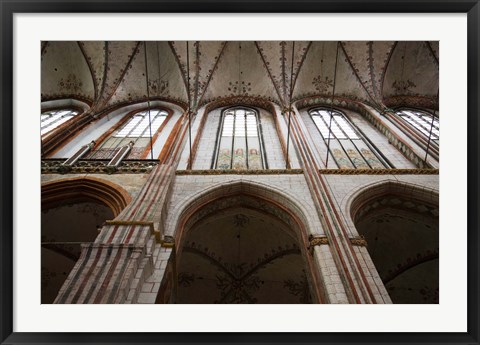 Framed Interiors of a gothic church, St. Mary&#39;s Church, Lubeck, Schleswig-Holstein, Germany Print