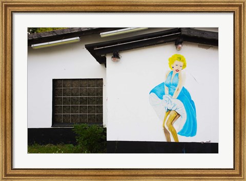 Framed Mural of Marilyn Monroe on the Oo-La-La Bar at British Army Base, Bergen, Lower Saxony, Germany Print