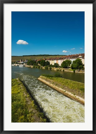 Framed City viewed from Old Main Bridge, Wurzburg, Lower Franconia, Bavaria, Germany Print